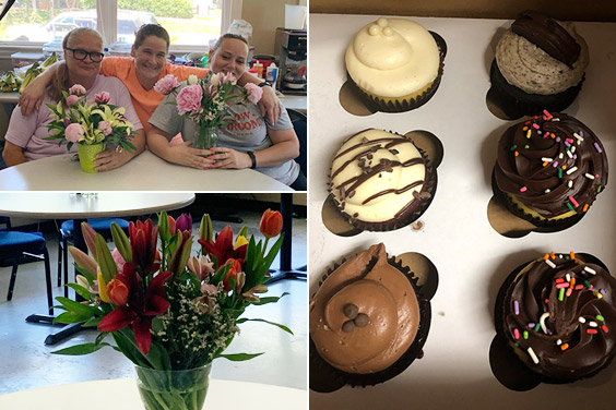 Mothers Day desserts and flowers
