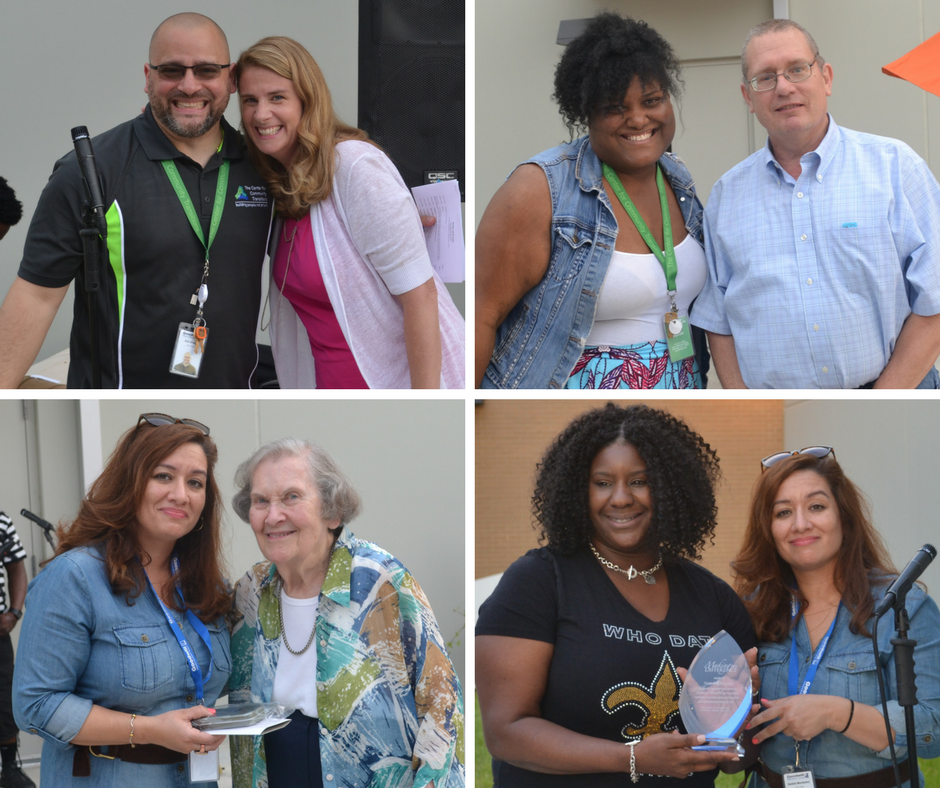 Our Volunteers of the Year: Joanna Patcha for LifeWorks! (top left), Tom Brown for Families Doing Time (top right), Betty Ritchie for The Center for Women (lower left), and Community of Faith Award: New Beginnings Church